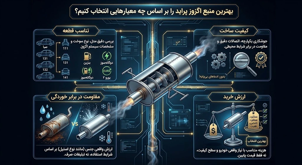معیار انتخاب بهترین منبع اگزوز پراید